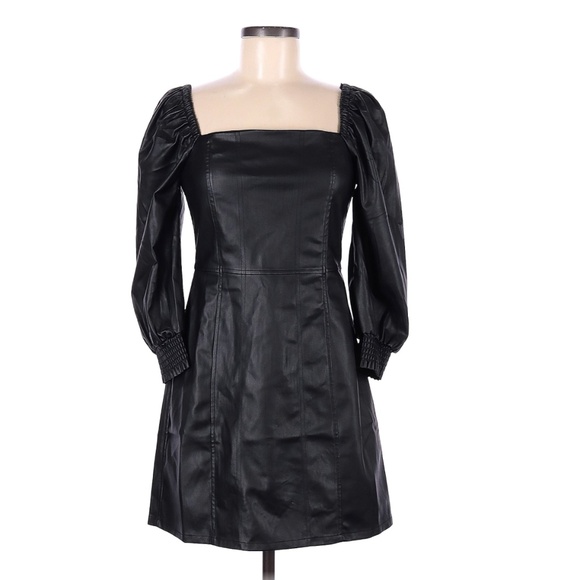 knee length dresses for ladies Hit Different Faux Leather Mini Dress Black main image 1